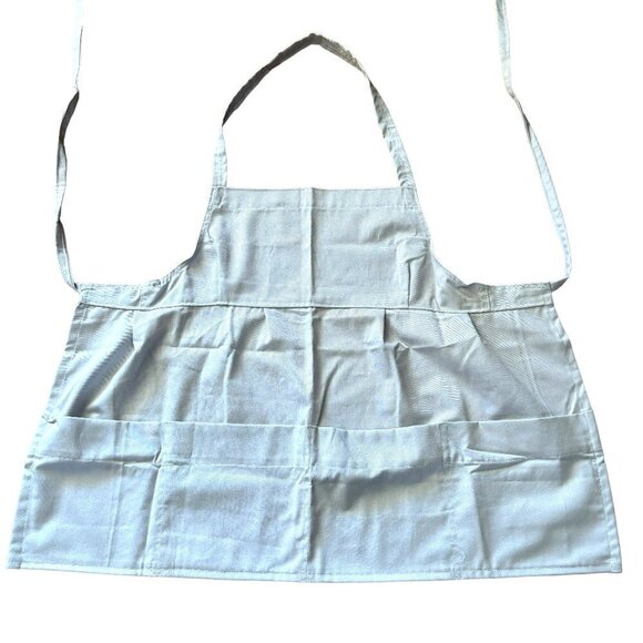 NWOT Bib Apron with 4 Large Pockets Pale Gray Server Garden Kitchen Cooking New - Picture 3 of 3